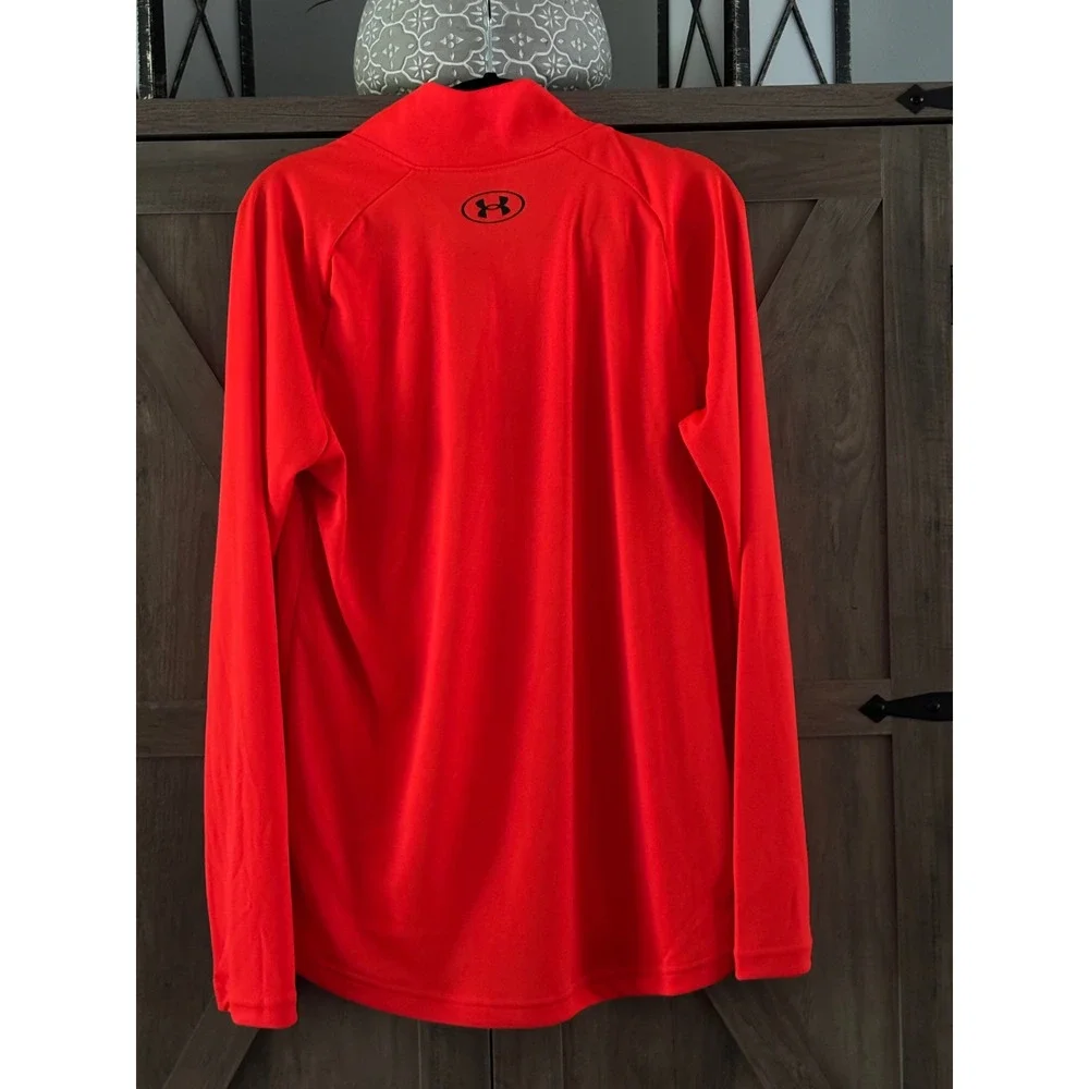 Under Armour Boys Tech 2.0 1/2 Zip Pullover Orange Long Sleeve Shirt Youth Med